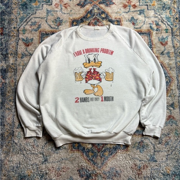 Vintage I Have A Drinking Problem Duck Crewneck Large - Picture 1 of 5